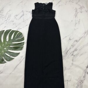 Rampage Womens Vintage 90s Maxi Dress Gown Size S Black Mesh Trim Sheath